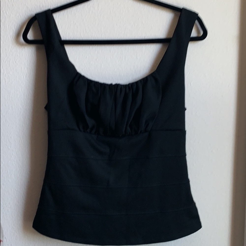 Black Ruched Bust Sleeveless Blouse